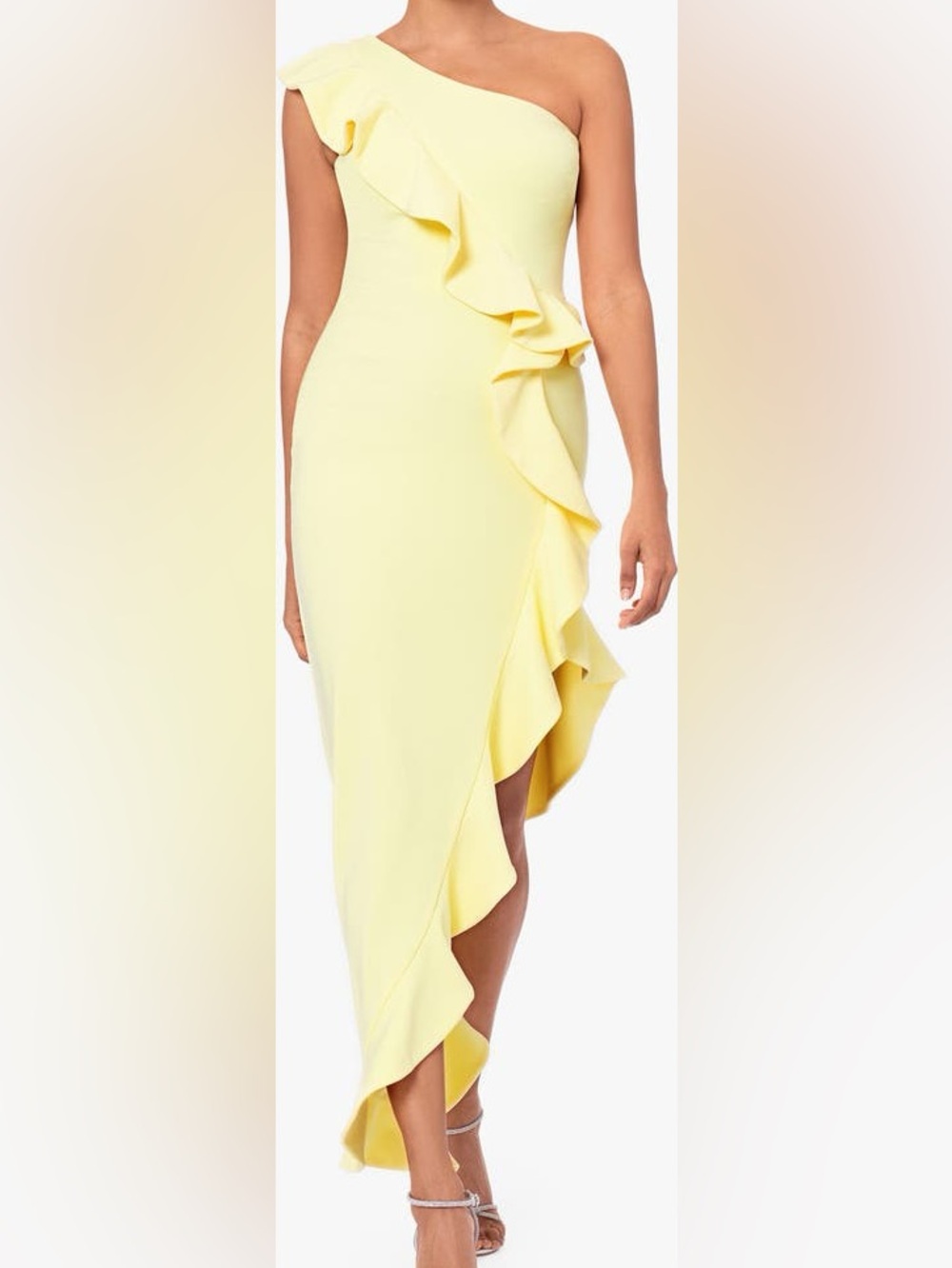 Betsy & Adam Ruffle One-Shoulder Cocktail Dress. Size 2 Women 
#368
